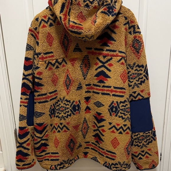 The North Face Hooded Sherpa Pullover - Mustard with Navy & Red Accents - Picture 6 of 7